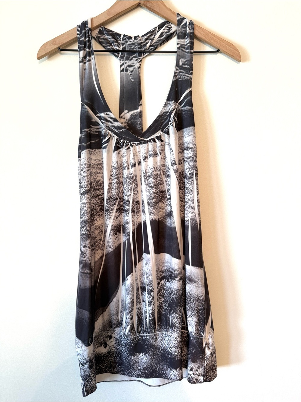 Charlotte Russe Black and White Printed Racerback Tank